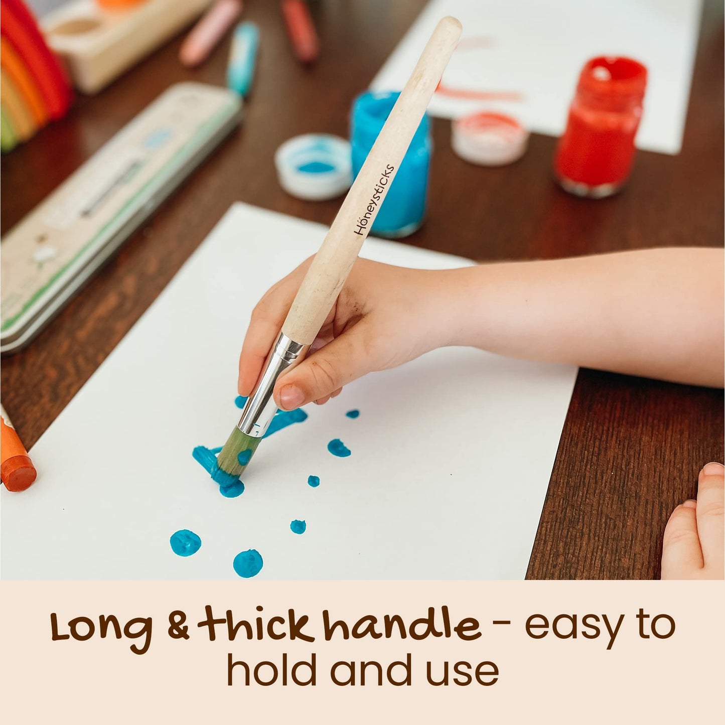 Honeysticks Jumbo Paint Brush Set (3 Pack) – Easy-Grip, Vegan & Kid-Safe