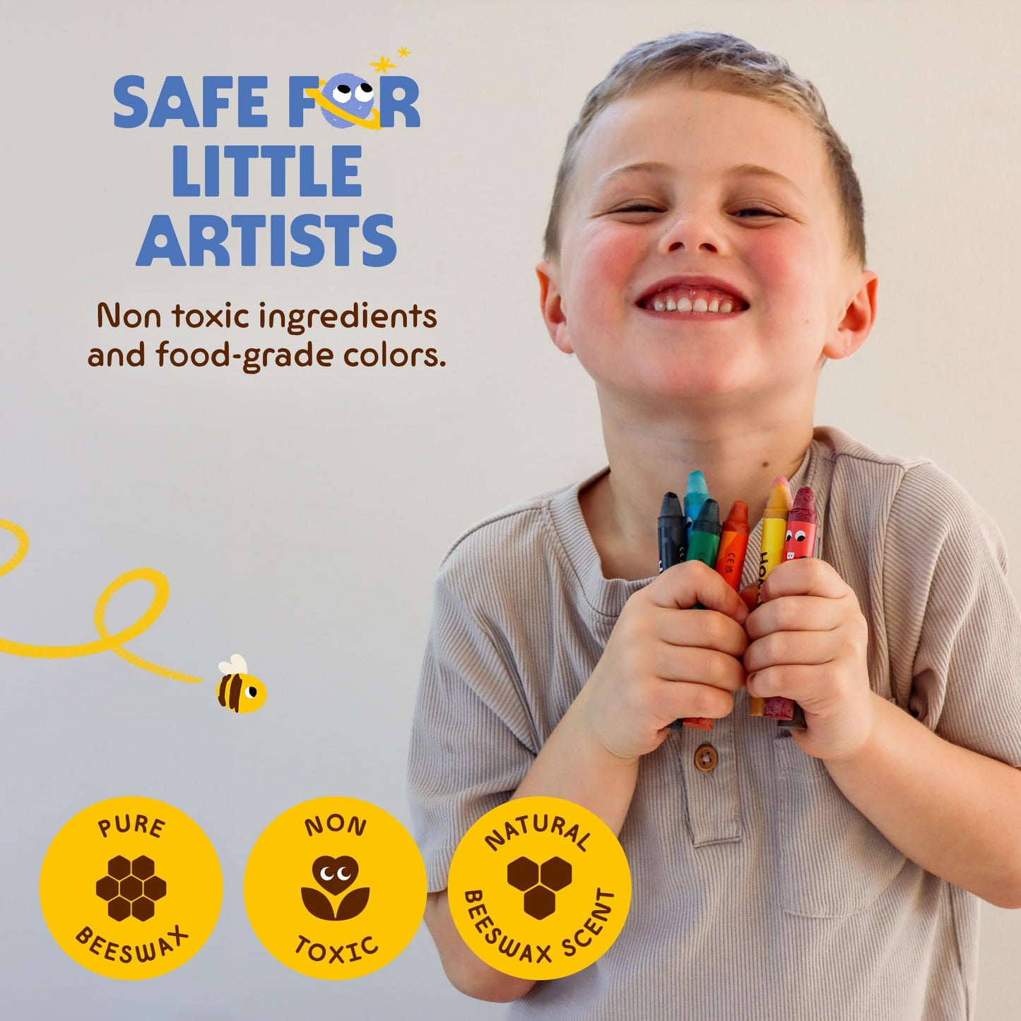 Honeysticks Jumbo Crayons (24 Pack) – Pure Beeswax, Non-Toxic Colors, Large Easy-Hold Crayons for Kids 3–8