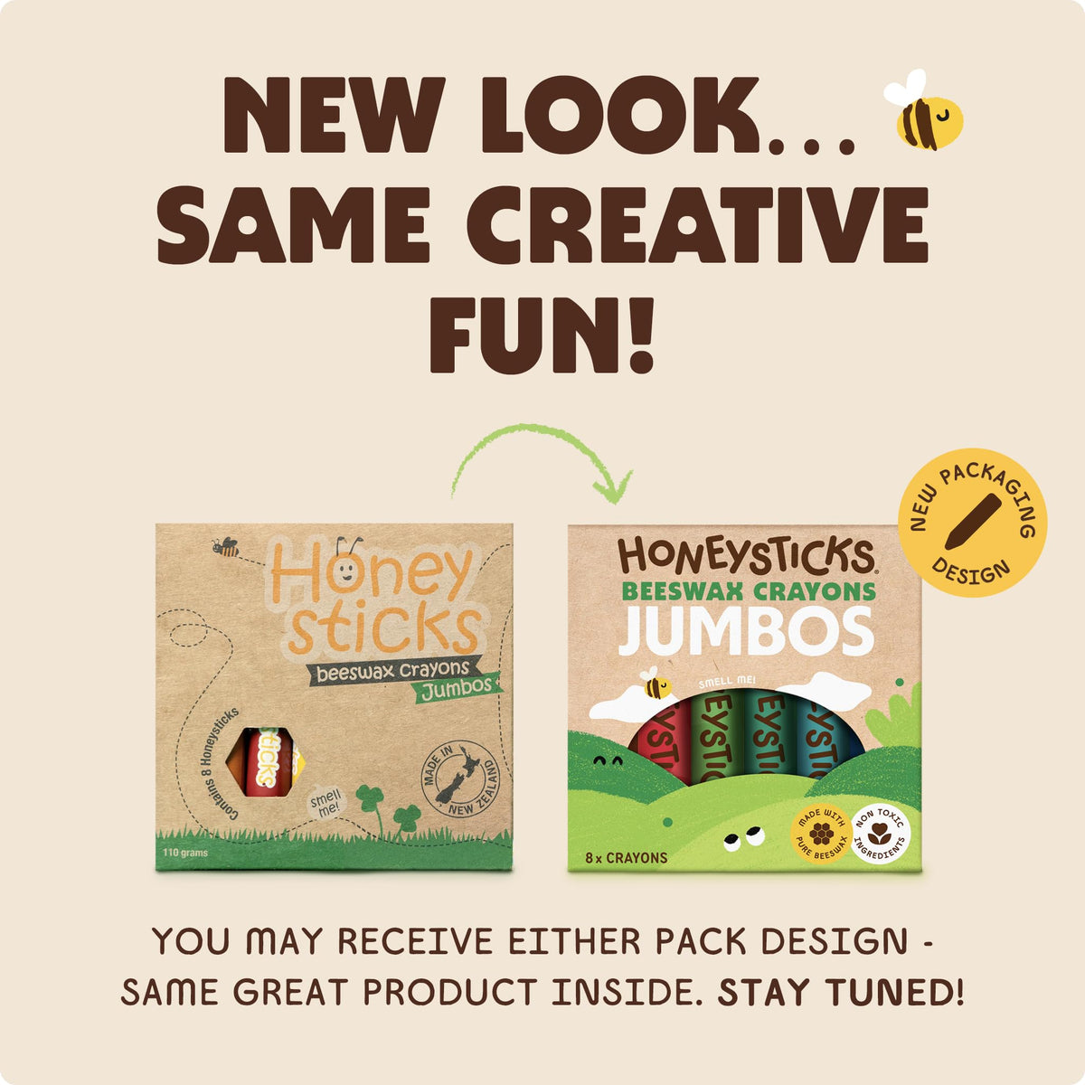 Honeysticks Jumbo Crayons (8 Pack) – Non-Toxic Beeswax, 8 Bright Colors, Easy-Grip