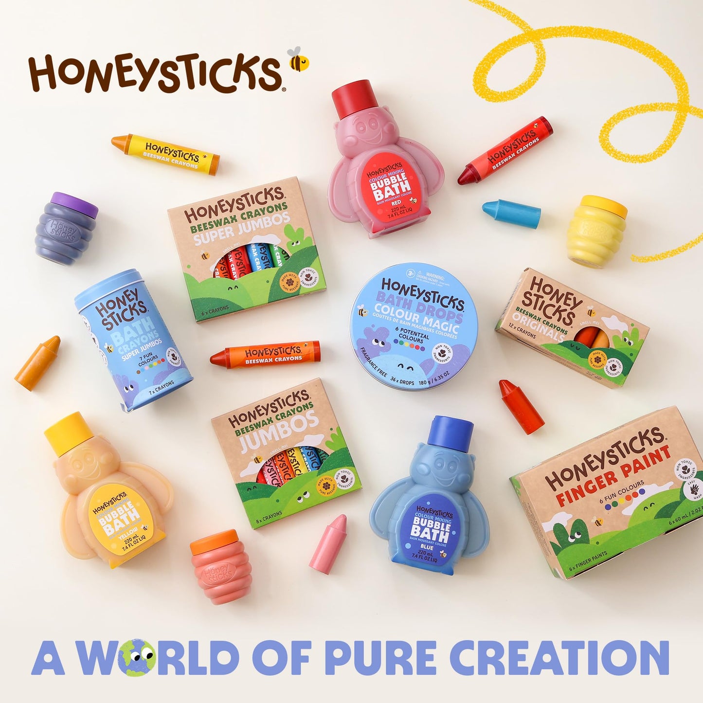 Honeysticks Jumbo Crayons (24 Pack) – Pure Beeswax, Non-Toxic Colors, Large Easy-Hold Crayons for Kids 3–8
