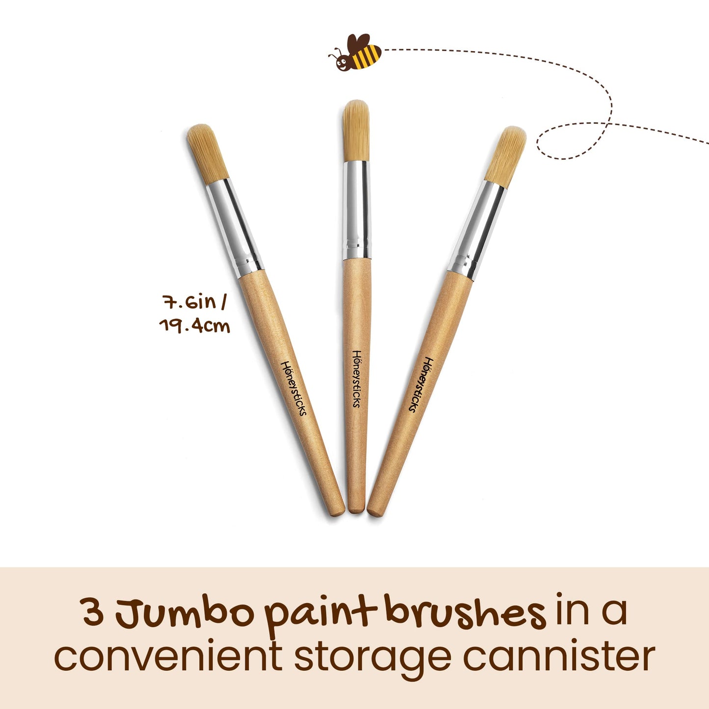 Honeysticks Jumbo Paint Brush Set (3 Pack) – Easy-Grip, Vegan & Kid-Safe
