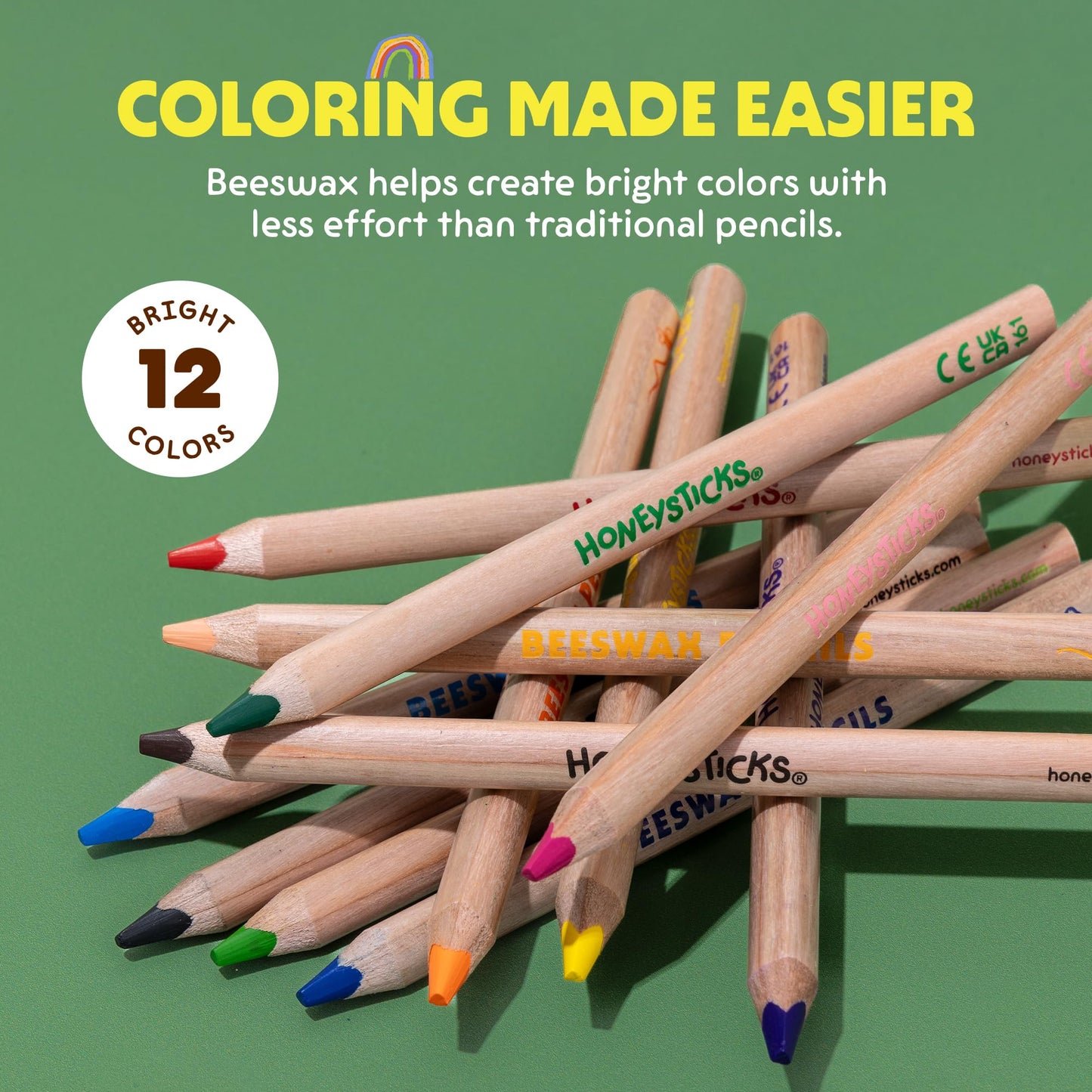Honeysticks Jumbo Triangle Pencils (12 Pack) – Non-Toxic Beeswax Core