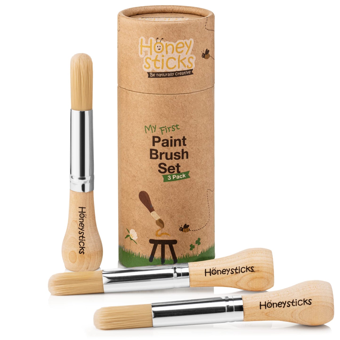 Honeysticks My First Paint Brush Set – 3-Pack for Babies & Toddlers | Jumbo Handles, Vegan Bristles