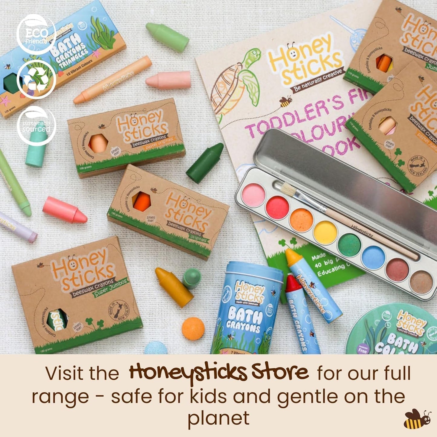 Honeysticks My First Paint Brush Set – 3-Pack for Babies & Toddlers | Jumbo Handles, Vegan Bristles