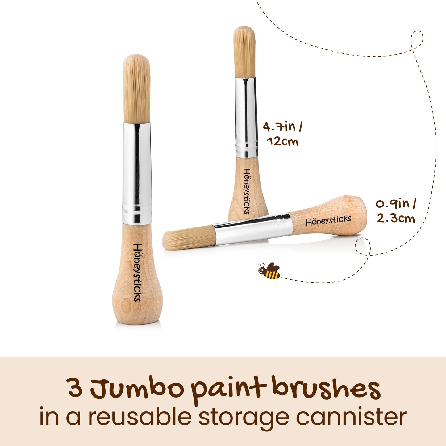 Honeysticks My First Paint Brush Set – 3-Pack for Babies & Toddlers | Jumbo Handles, Vegan Bristles