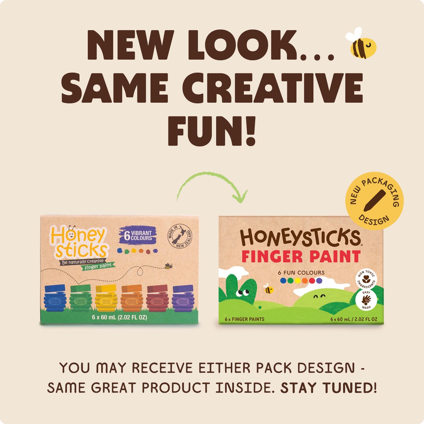 Honeysticks Non-Toxic Finger Paint - 6 Bright Colors, Washable from Skin, Eco-Friendly NZ-Made