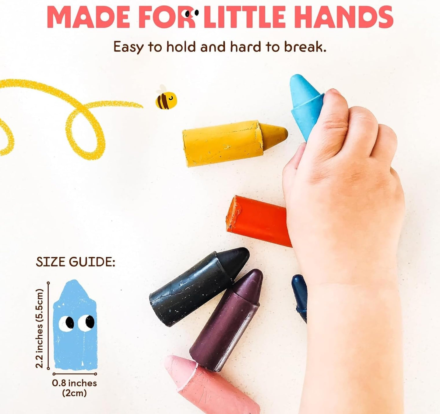 Honeysticks 100% Pure Beeswax Crayons (12 Pack) – Non-Toxic, Handmade in New Zealand for Toddlers