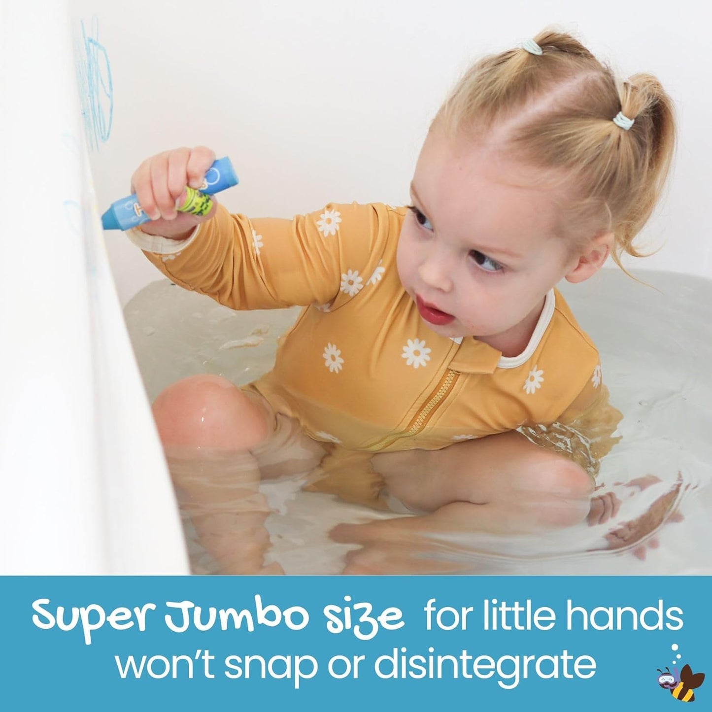 Honeysticks Super Jumbo Bath Crayons – Non-Toxic, Fragrance-Free 7-Pack for Toddlers 1-3 & Kids 4-8