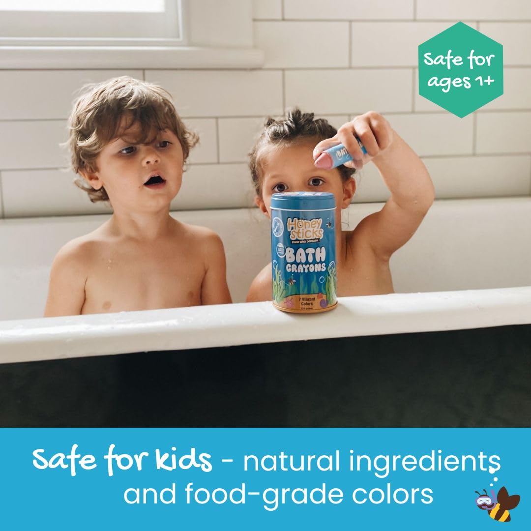 Honeysticks Super Jumbo Bath Crayons – Non-Toxic, Fragrance-Free 7-Pack for Toddlers 1-3 & Kids 4-8