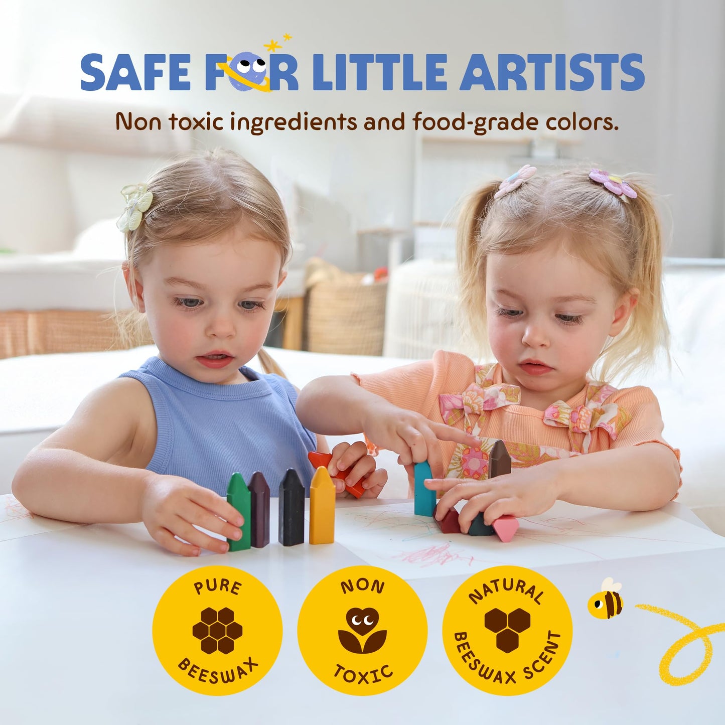 Honeysticks Triangular Crayons (10 Pack) – 100% Beeswax, Non-Toxic, Easy-Grip for Toddlers, Made in New Zealand