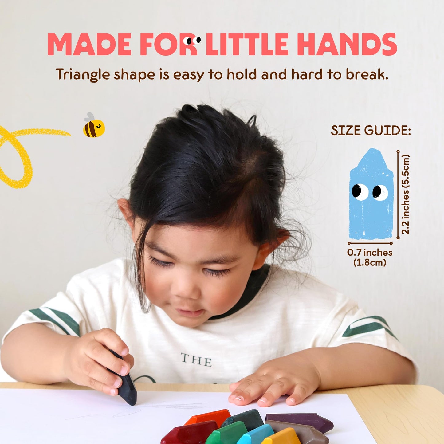Honeysticks Triangular Crayons (10 Pack) – 100% Beeswax, Non-Toxic, Easy-Grip for Toddlers, Made in New Zealand