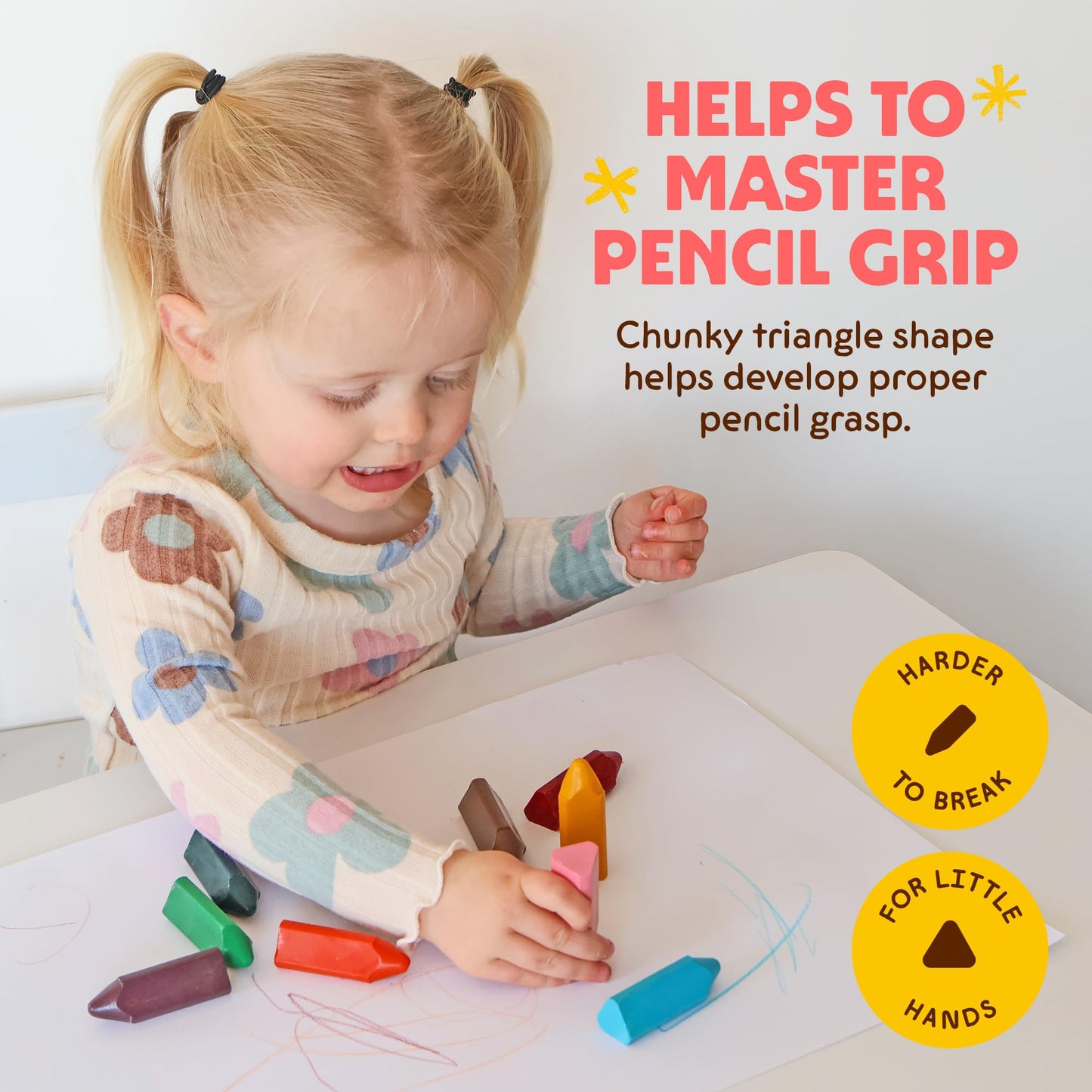 Honeysticks Triangular Crayons (10 Pack) – 100% Beeswax, Non-Toxic, Easy-Grip for Toddlers, Made in New Zealand