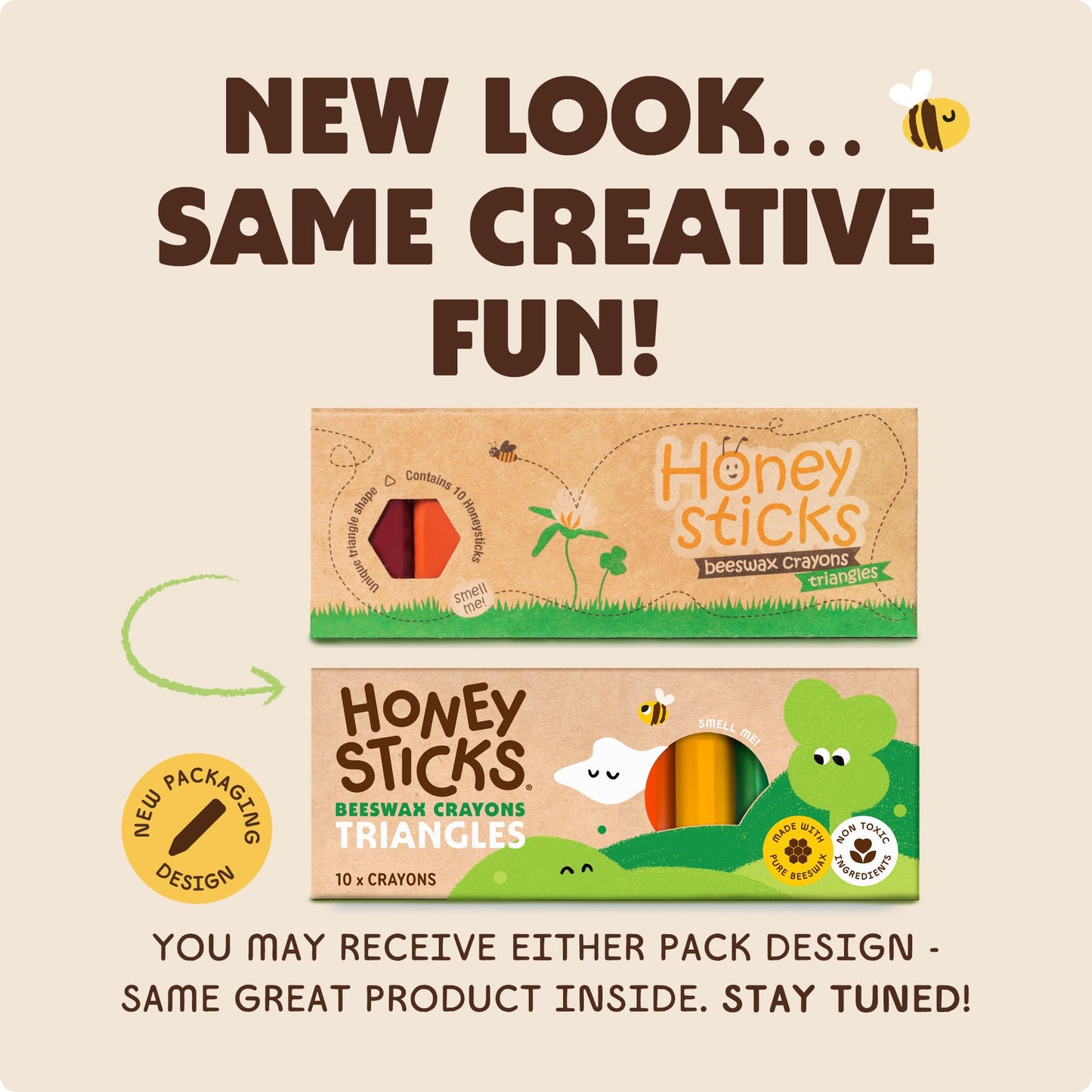 Honeysticks Triangular Crayons (10 Pack) – 100% Beeswax, Non-Toxic, Easy-Grip for Toddlers, Made in New Zealand