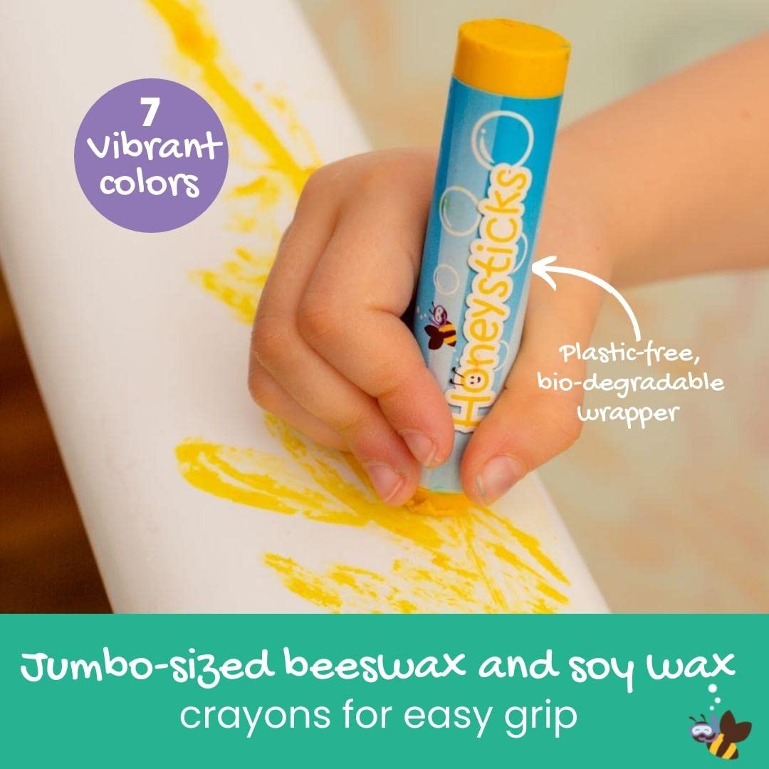 Honeysticks Ultimate Bath Fun Set – Non-T toxic Bath Crayons (7-Pack) & Bath Color Drops (36 Drops) | Gift-Ready
