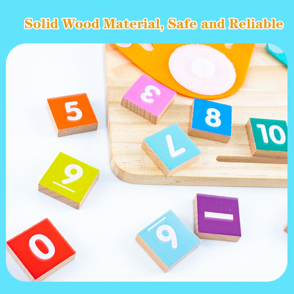HONGID Montessori Math Toys for 3-5 Year Olds | Counting Board & Blocks