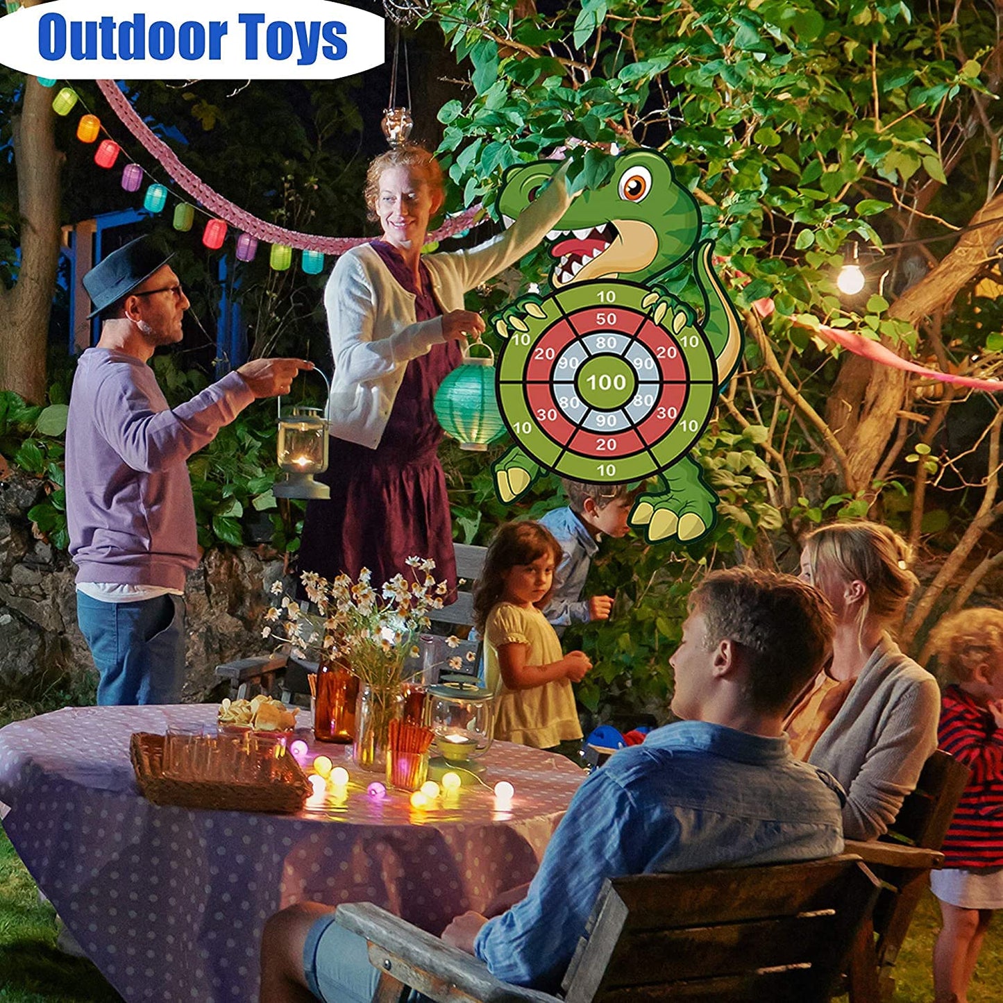 HONGID 30-Inch Dinosaur Dart Board – Indoor & Outdoor Family Fun for Kids 4–12