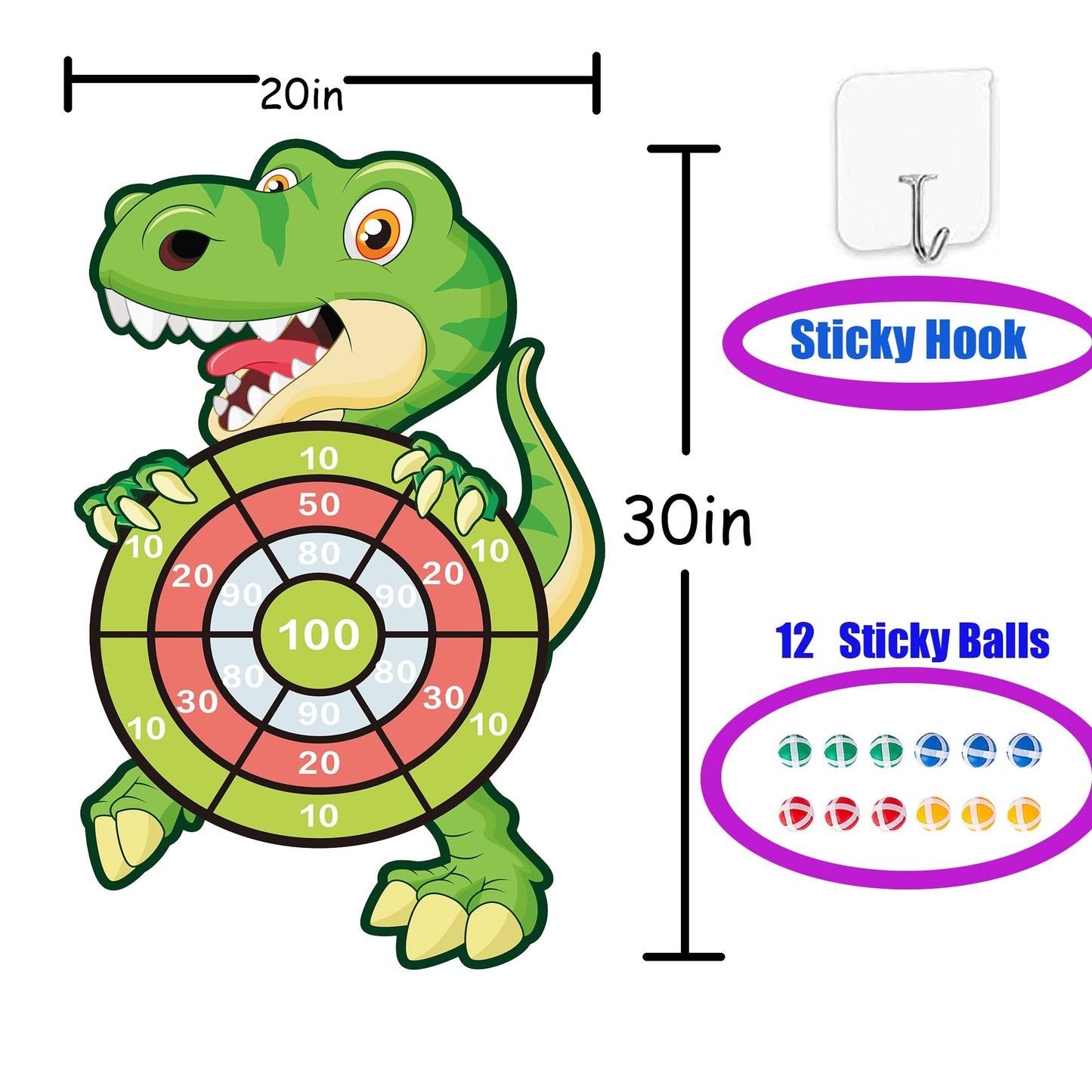 HONGID 30-Inch Dinosaur Dart Board – Indoor & Outdoor Family Fun for Kids 4–12