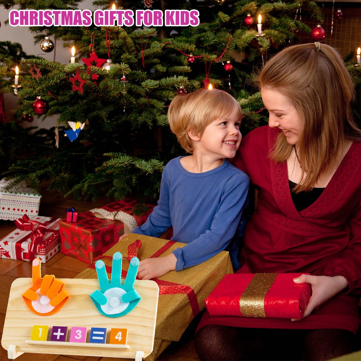 HONGID Montessori Math Toys for 3-5 Year Olds | Counting Board & Blocks