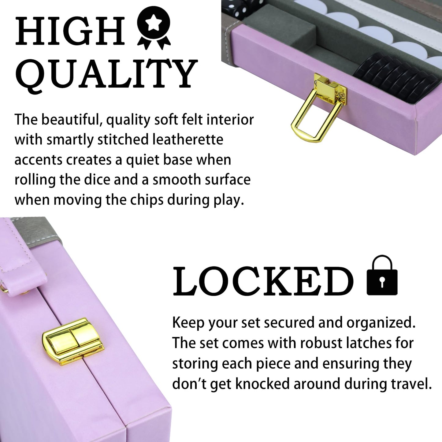 HONGSHUYEE 15-Inch Purple Backgammon Set with Premium Leather Case | Portable Travel Board Game