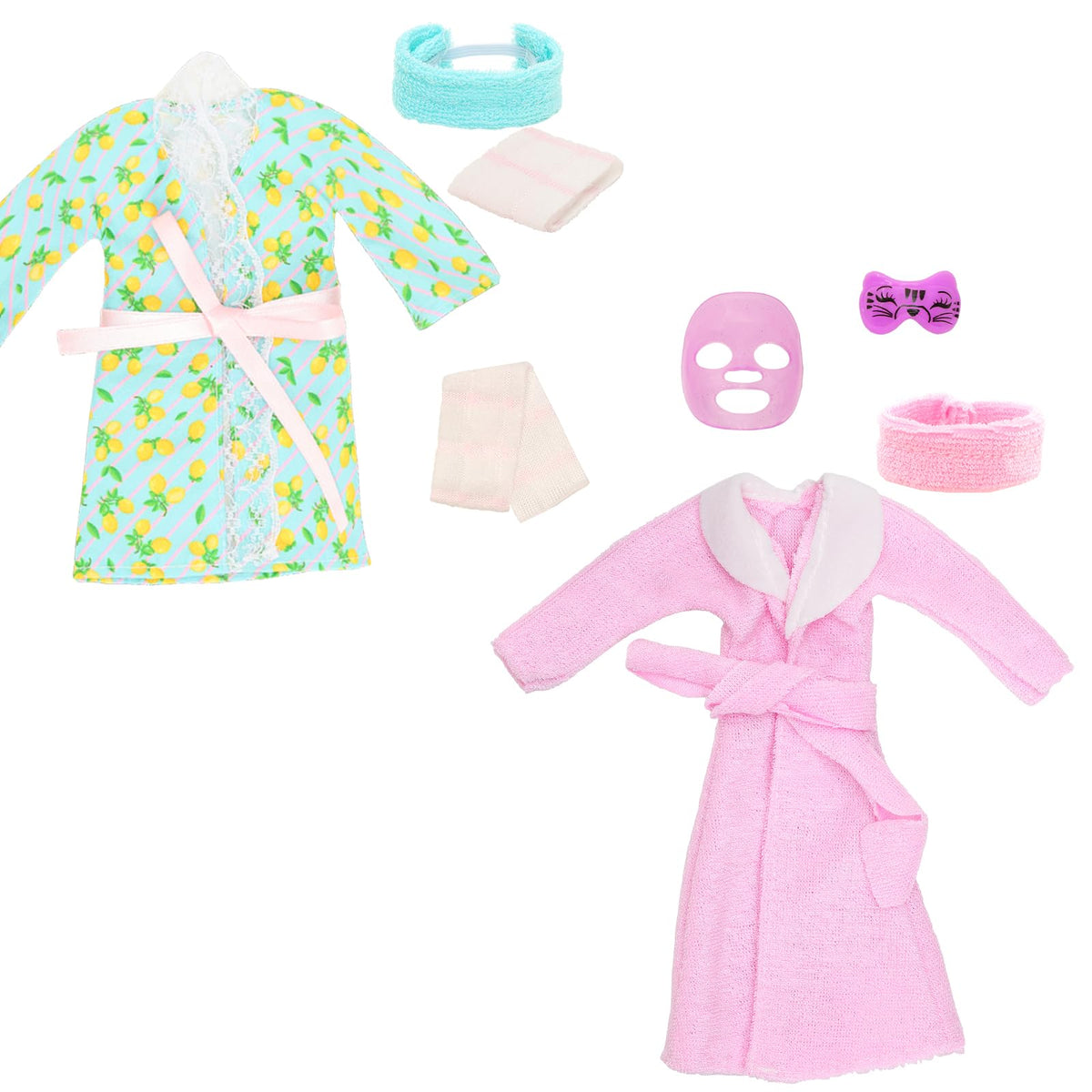 HONLAELLA 27-Piece Doll Sleeping Clothes & Accessories for 11.5-inch Dolls – Pajamas, Bathrobes, Towels, Slippers