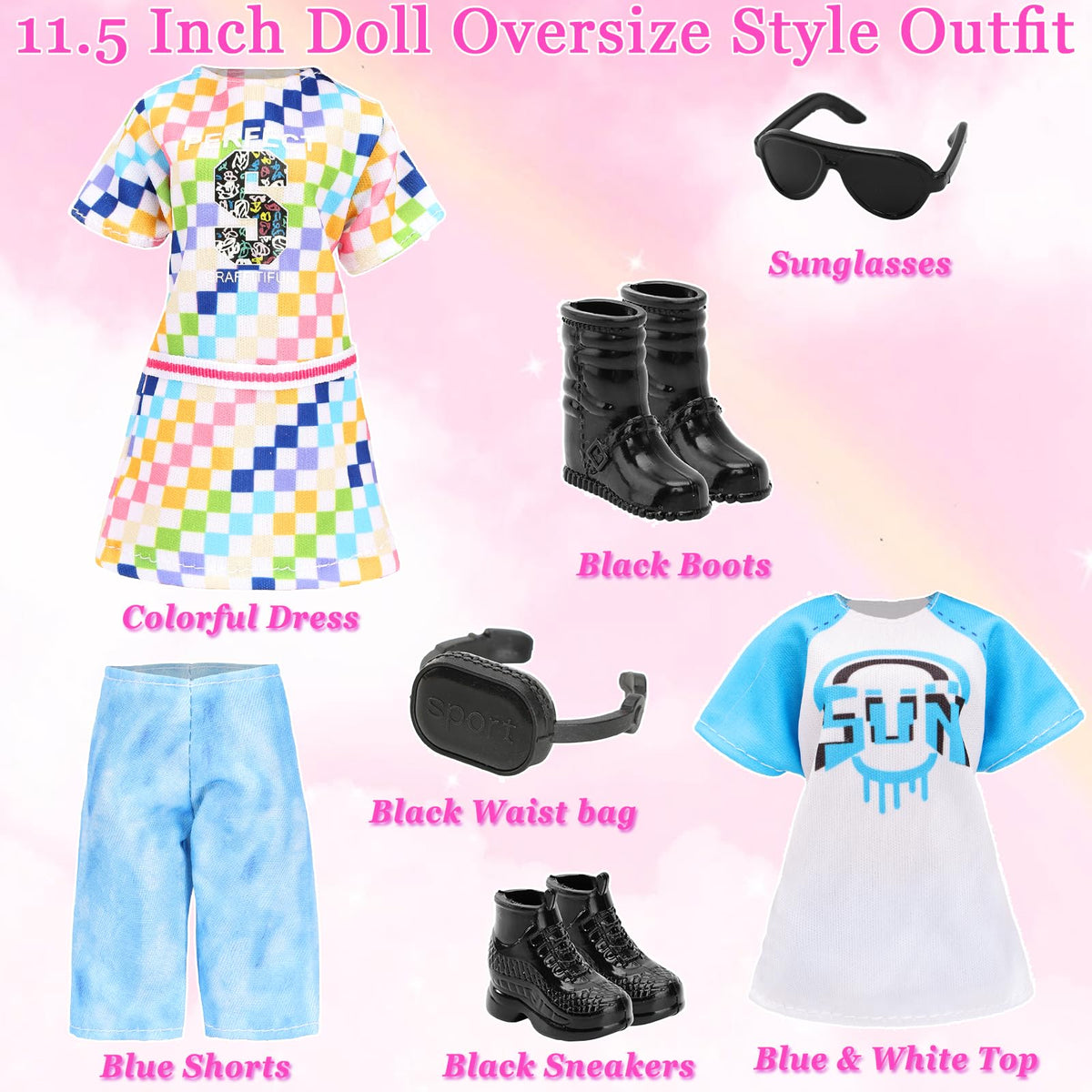 HONLAELLA 24 Pcs Doll Clothes & Accessories Set for 11.5-Inch Dolls – Sport & Street Style