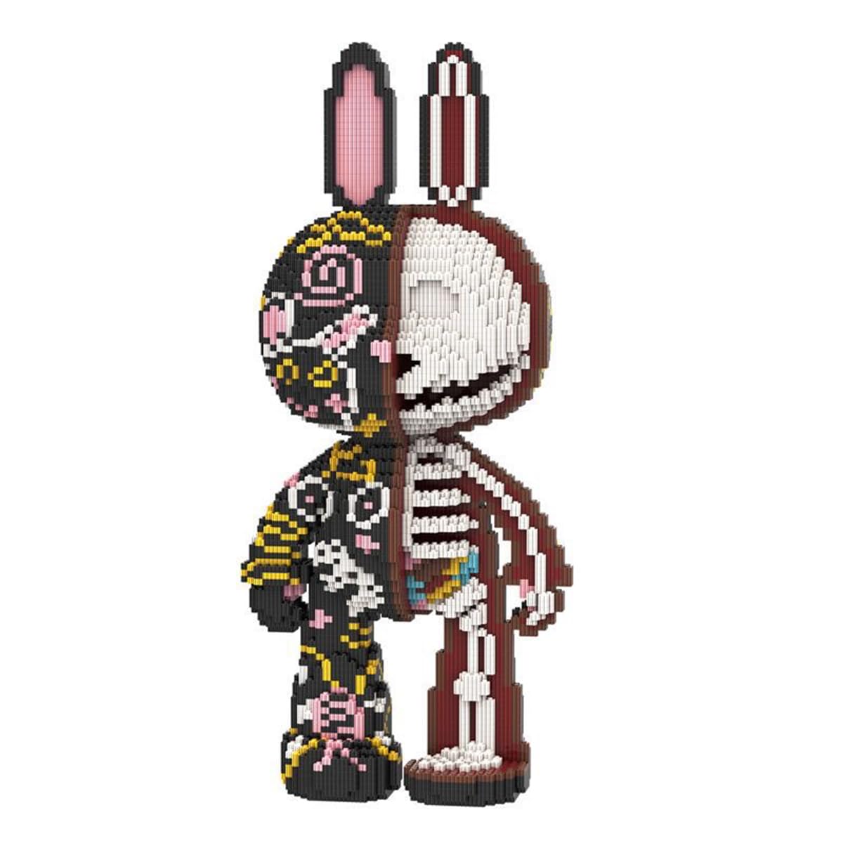 HONLANCH Animal Graffiti Skeleton Rabbit Micro Building Blocks Set — 8000 Pcs, 55cm High, Gift for Adults & Kids