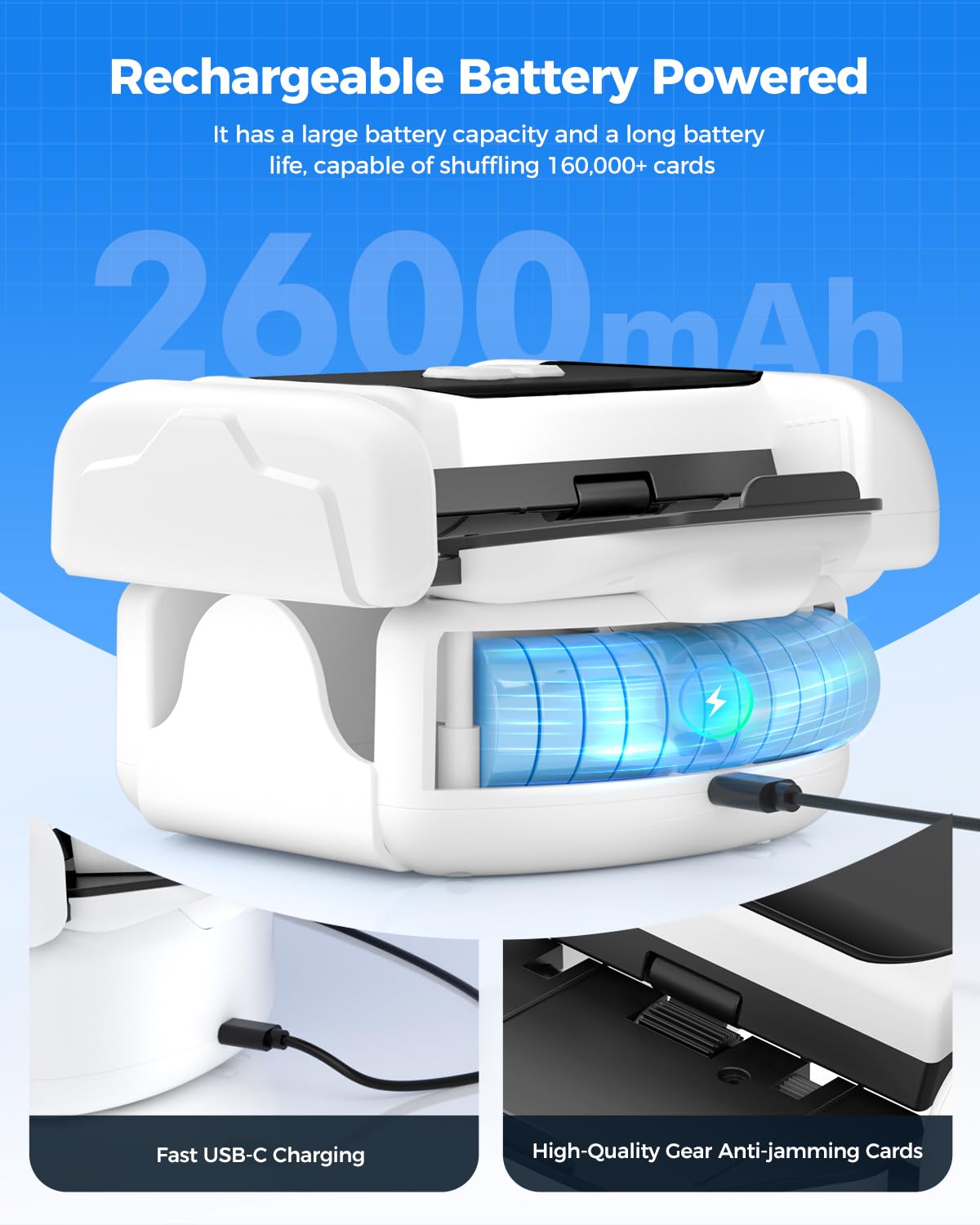 Honlunu Automatic Card Shuffler for 1-2 Decks | One-Click Shuffle, Manual Mode, USB-C Rechargeable