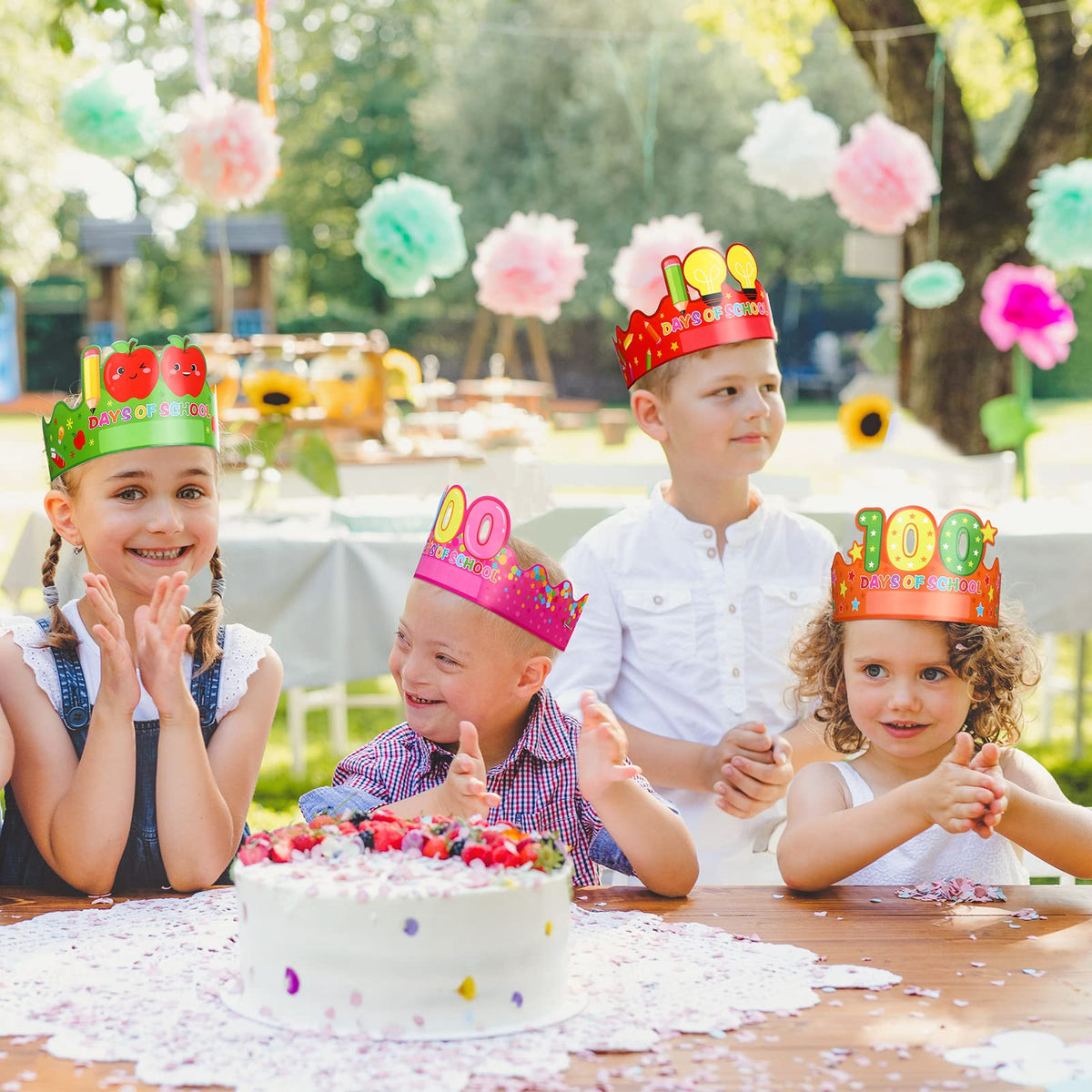 Honoson 30-Pack 100th Day of School Crowns – 6 Styles Classroom Hats