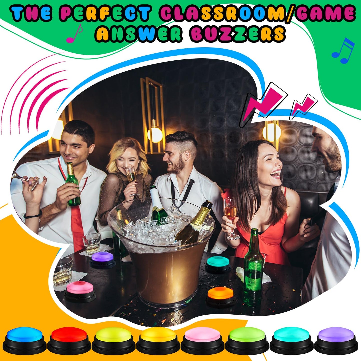 Honoson 8 Pcs Recordable Buzzers – Customizable Sound for Family Games & Classrooms