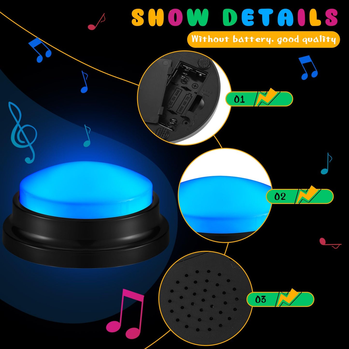 Honoson 8 Pcs Recordable Buzzers – Customizable Sound for Family Games & Classrooms
