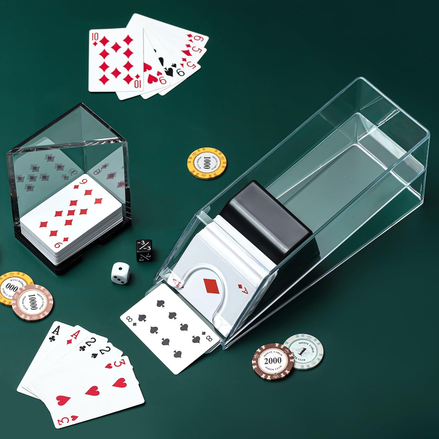 Honoson Blackjack Shoe and Discard Tray – Clear Acrylic 6-Deck Card Dealing Set