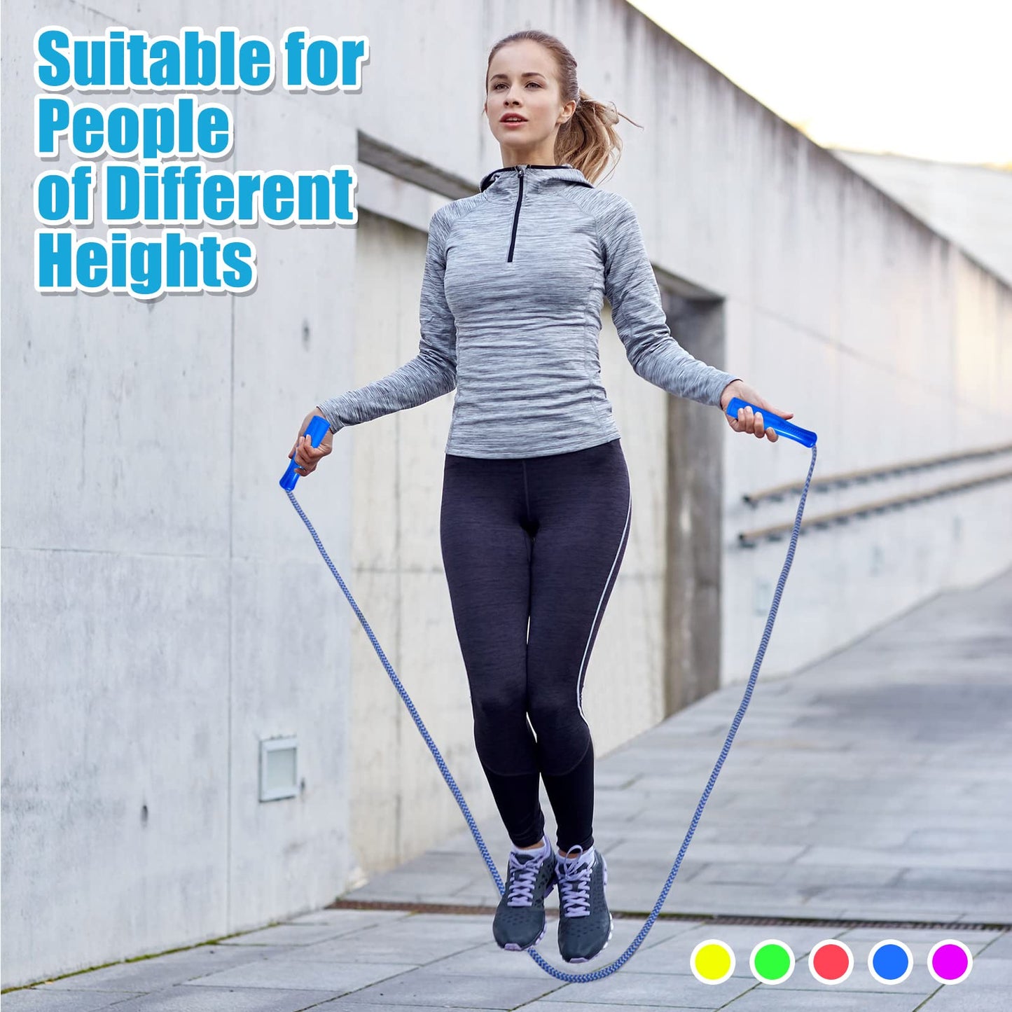 Honoson Rainbow Jump Rope Bulk 100 Pcs — Adjustable 7.8ft Nylon Ropes with Handles