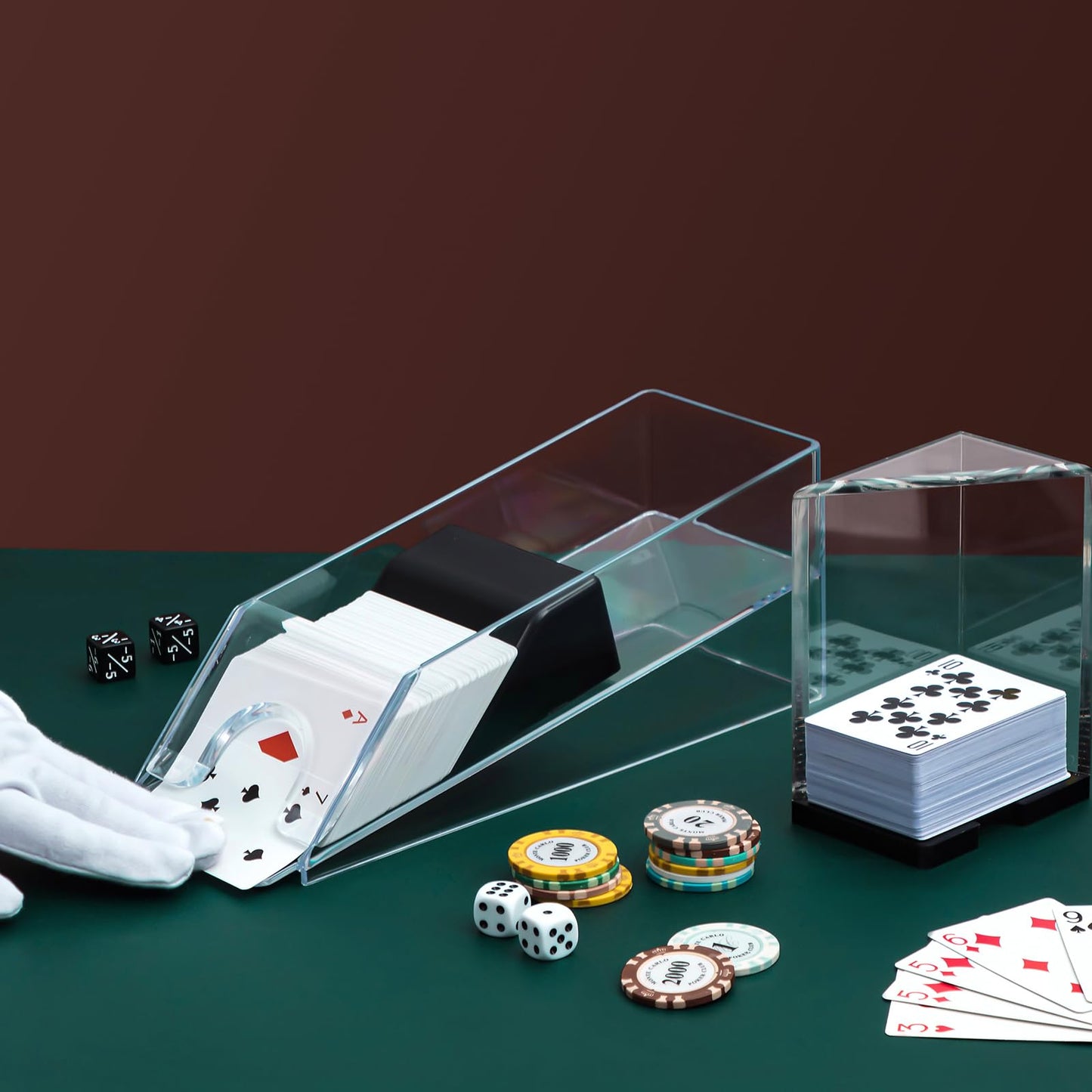 Honoson Blackjack Shoe and Discard Tray – Clear Acrylic 6-Deck Card Dealing Set