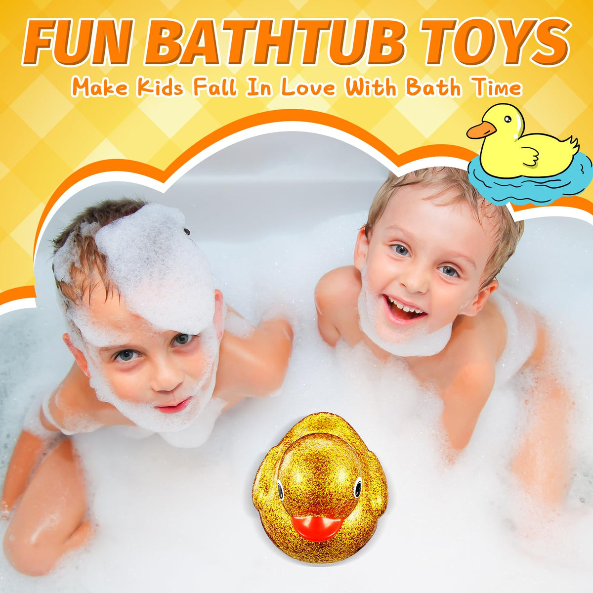 Honoson Giant Glitter Rubber Duck – 6.89 Inch Gold Sparkle Bath Toy & Party Decor