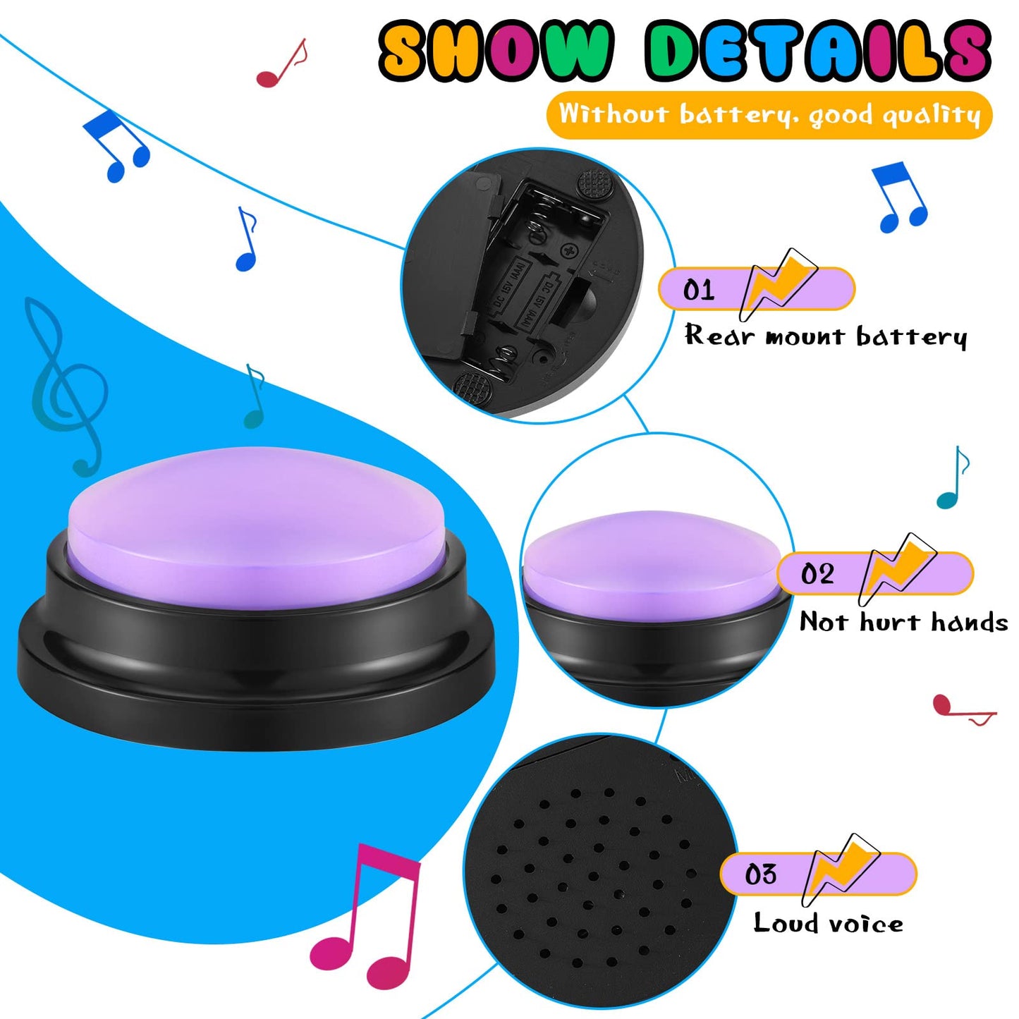 Honoson 8-Piece Recordable Buzzers for Trivia Games | Classroom & Team Activities
