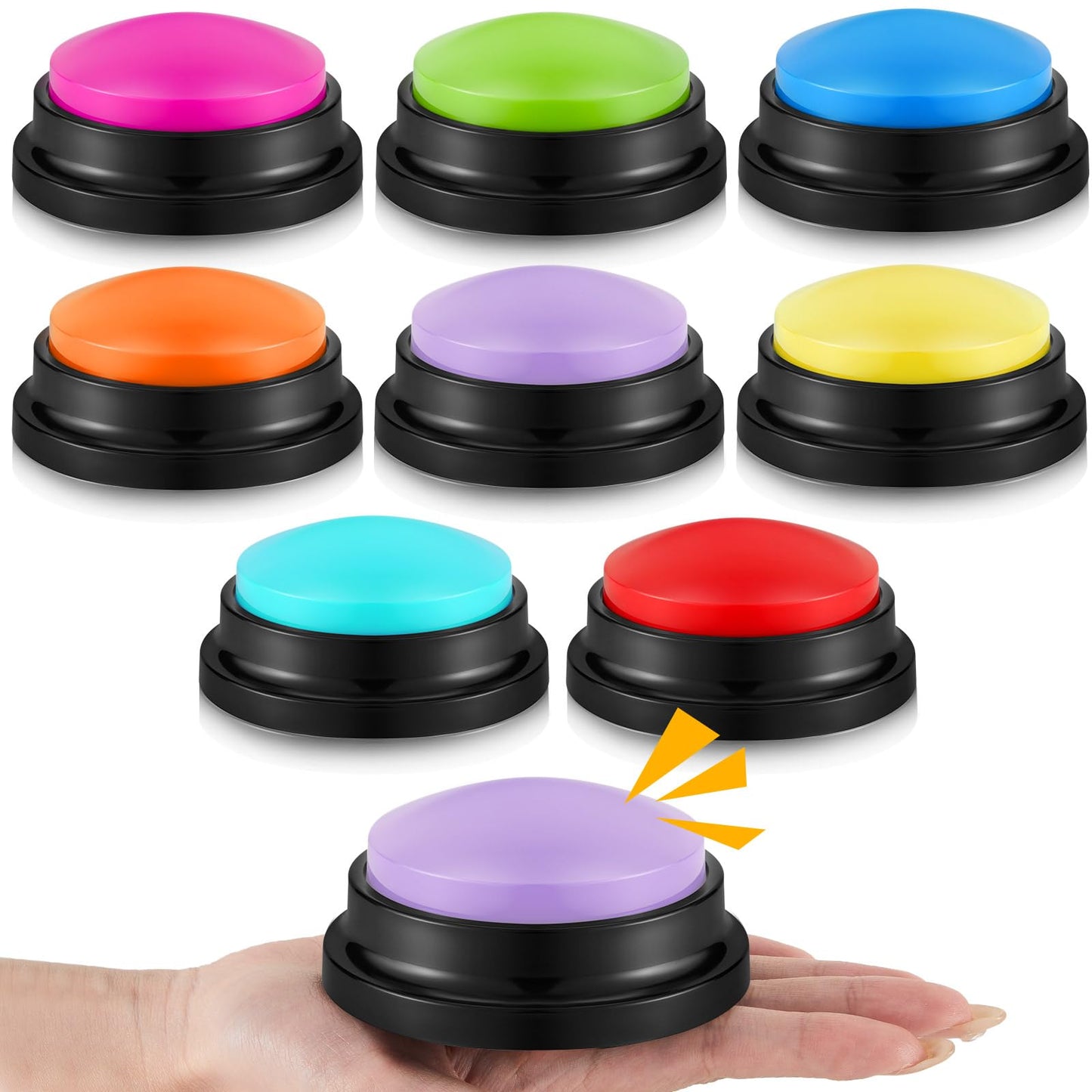 Honoson 8-Piece Recordable Buzzers for Classroom Trivia – 30-Second Recording Buttons
