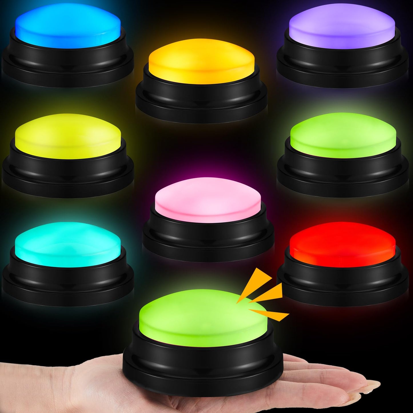 Honoson 8 Pcs Recordable Buzzers – Customizable Sound for Family Games & Classrooms