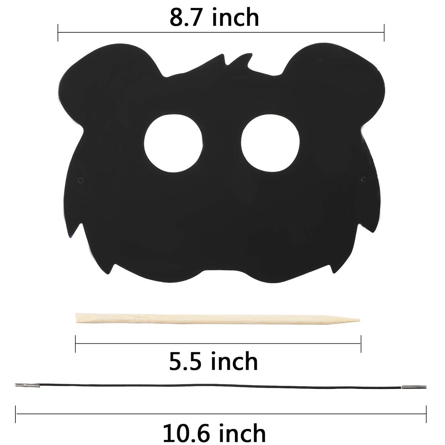 Honoson 36-Pack Scratch Paper Animal Masks with Elastic Cords & Wood Stylus – DIY Halloween Party Decor