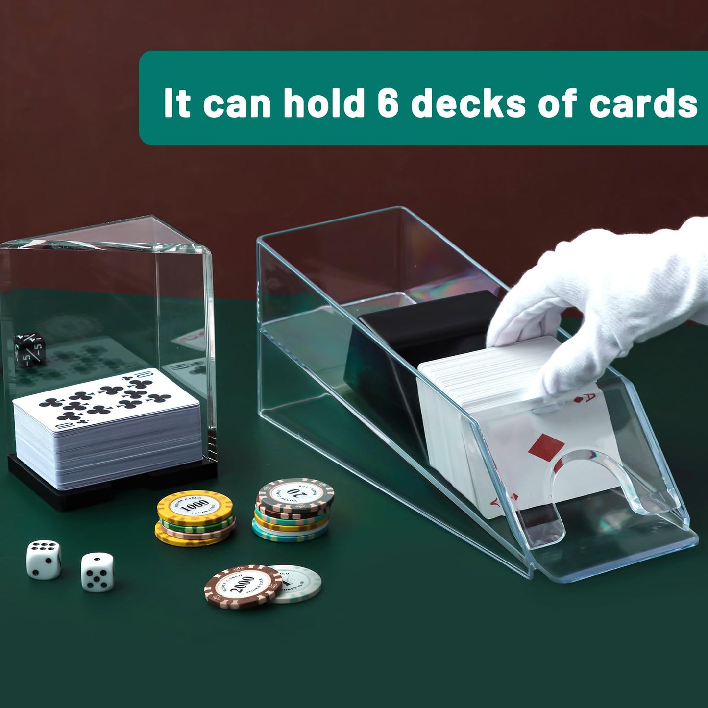 Honoson Blackjack Shoe and Discard Tray – Clear Acrylic 6-Deck Card Dealing Set