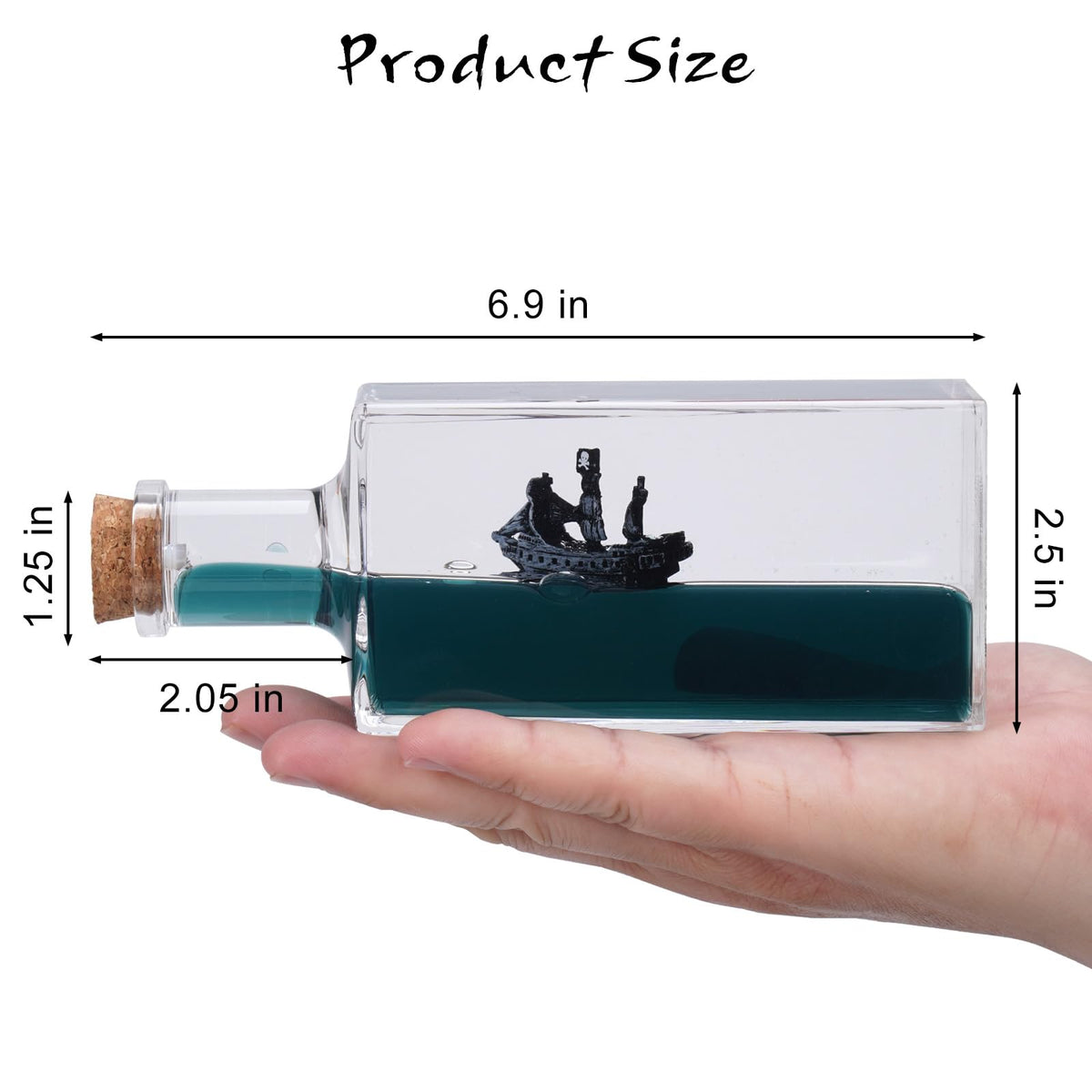 Honsheng Unsinkable Black Pearl Ship — Liquid Wave Desk Toy & Gift Ornament