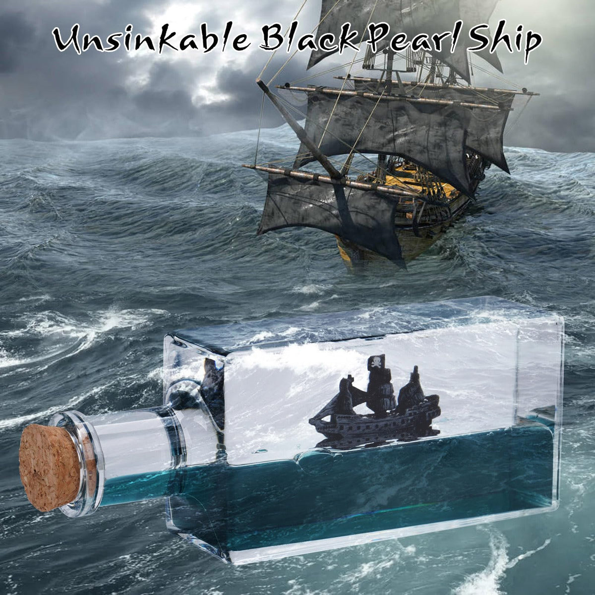 Honsheng Unsinkable Black Pearl Ship — Liquid Wave Desk Toy & Gift Ornament