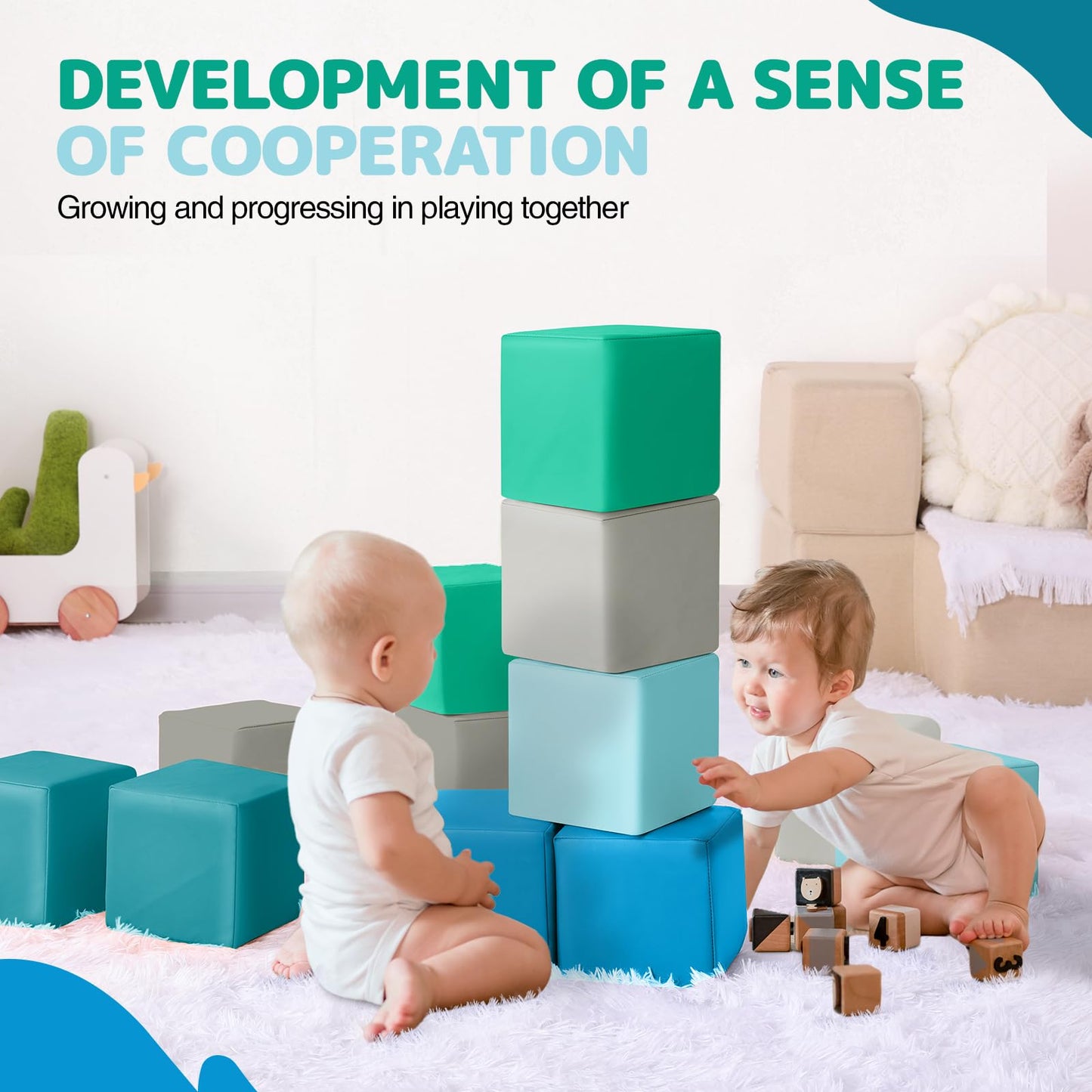 Hoohtoot Foam Building Blocks – 12-Piece Colorful Giant Blocks for Toddlers and Preschoolers