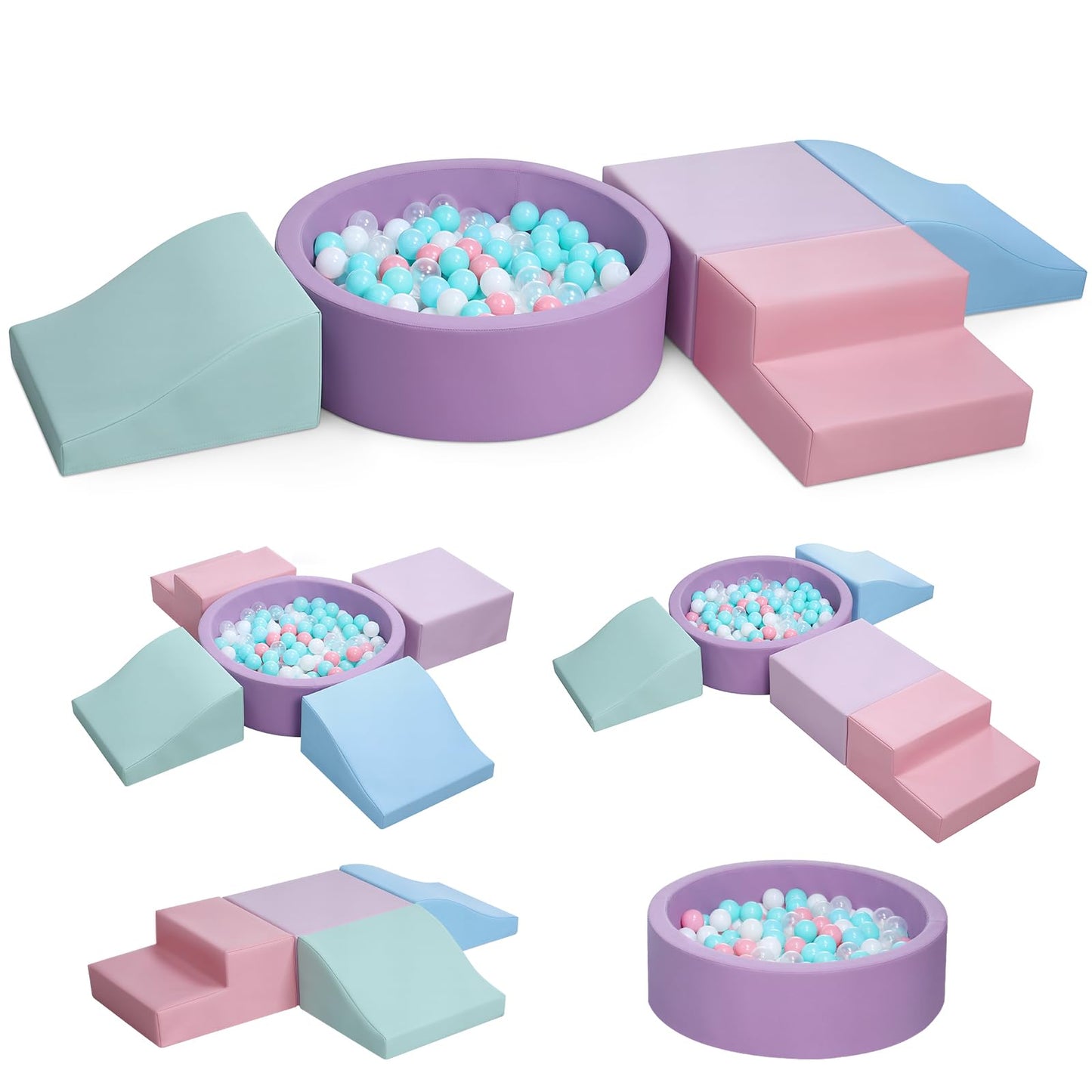 Hoohtoot Foam Climbing Blocks for Toddlers with Ball Pit – Indoor Soft Play Set (Purple)
