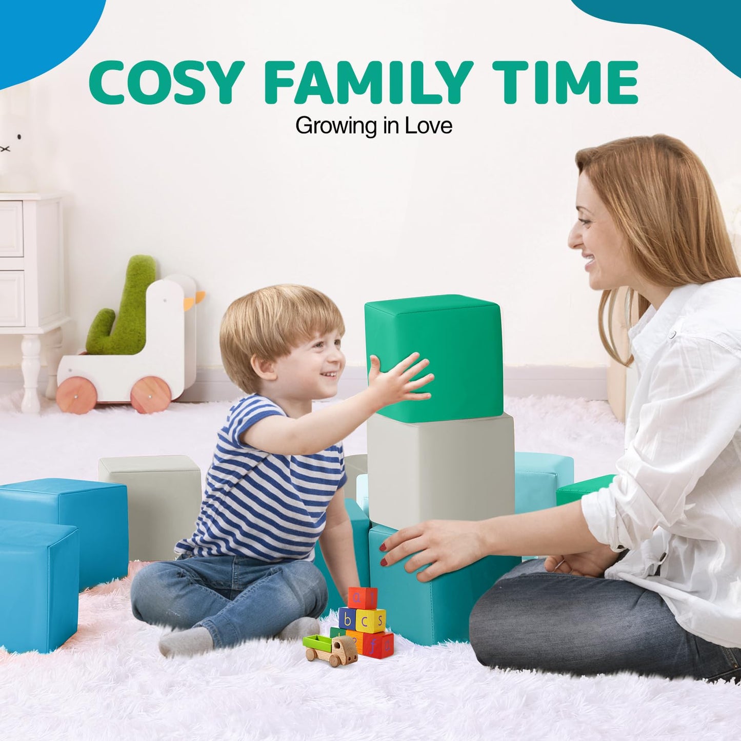 Hoohtoot Foam Building Blocks – 12-Piece Colorful Giant Blocks for Toddlers and Preschoolers