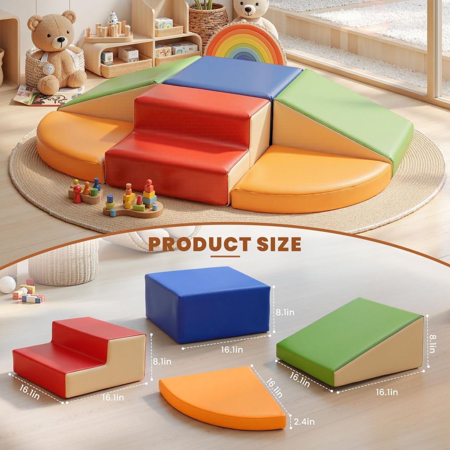 Hoohtoot Foam Climbing Blocks for Toddlers – 6-Piece Soft Play Set