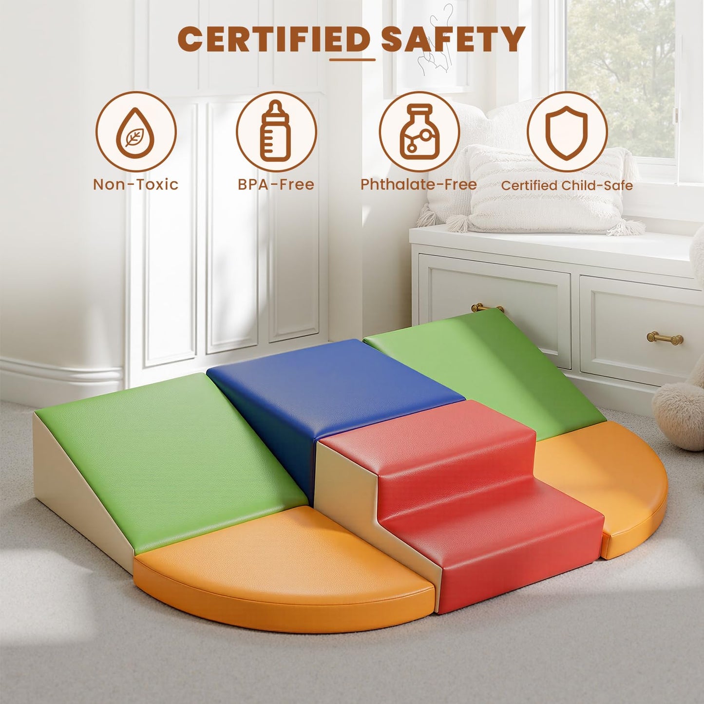 Hoohtoot Foam Climbing Blocks for Toddlers – 6-Piece Soft Play Set