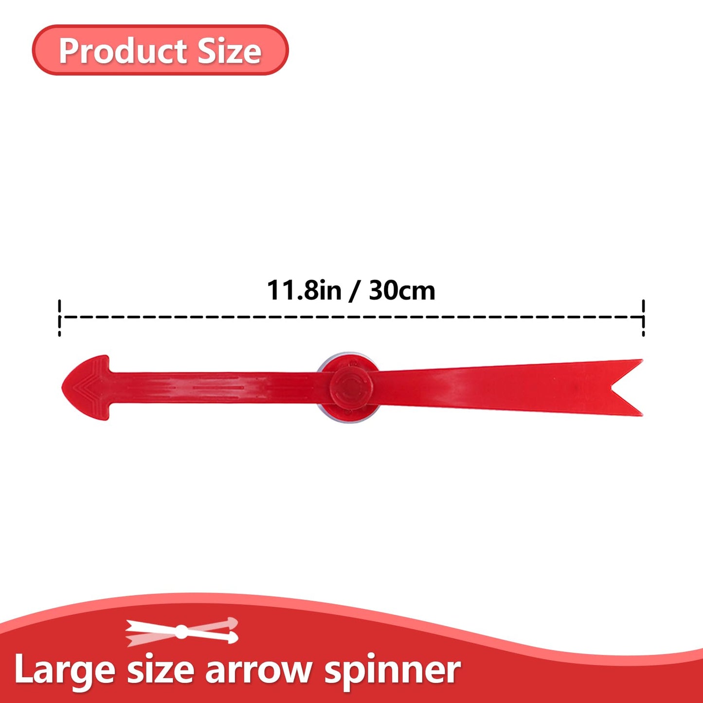 HOOJOJO Large Arrow Spinner - 11.8 in Red Plastic with Suction Cup for Classroom Activities