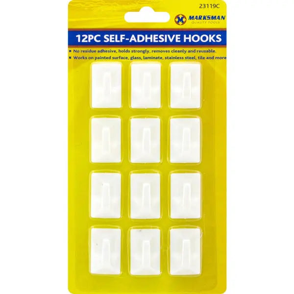Self Adhesive Stick Hooks Wall Hanger Kitchen Towel Bathroom Plastic 12pc