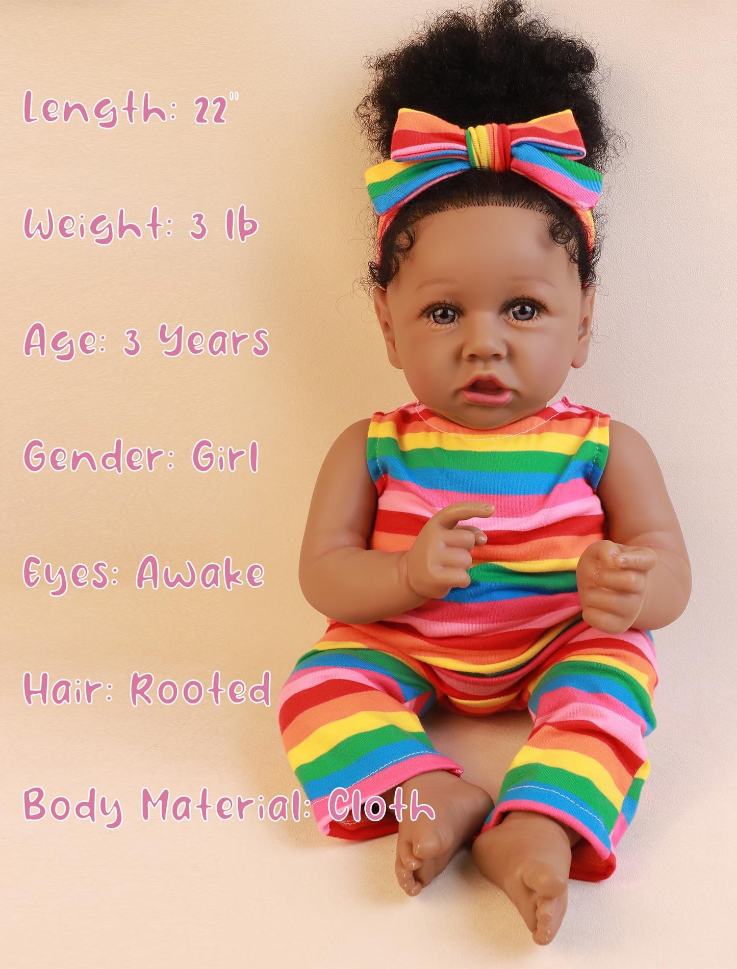 HOOMAI Lifelike Reborn Baby Doll 22.8in – Realistic African American Girl Gift Set