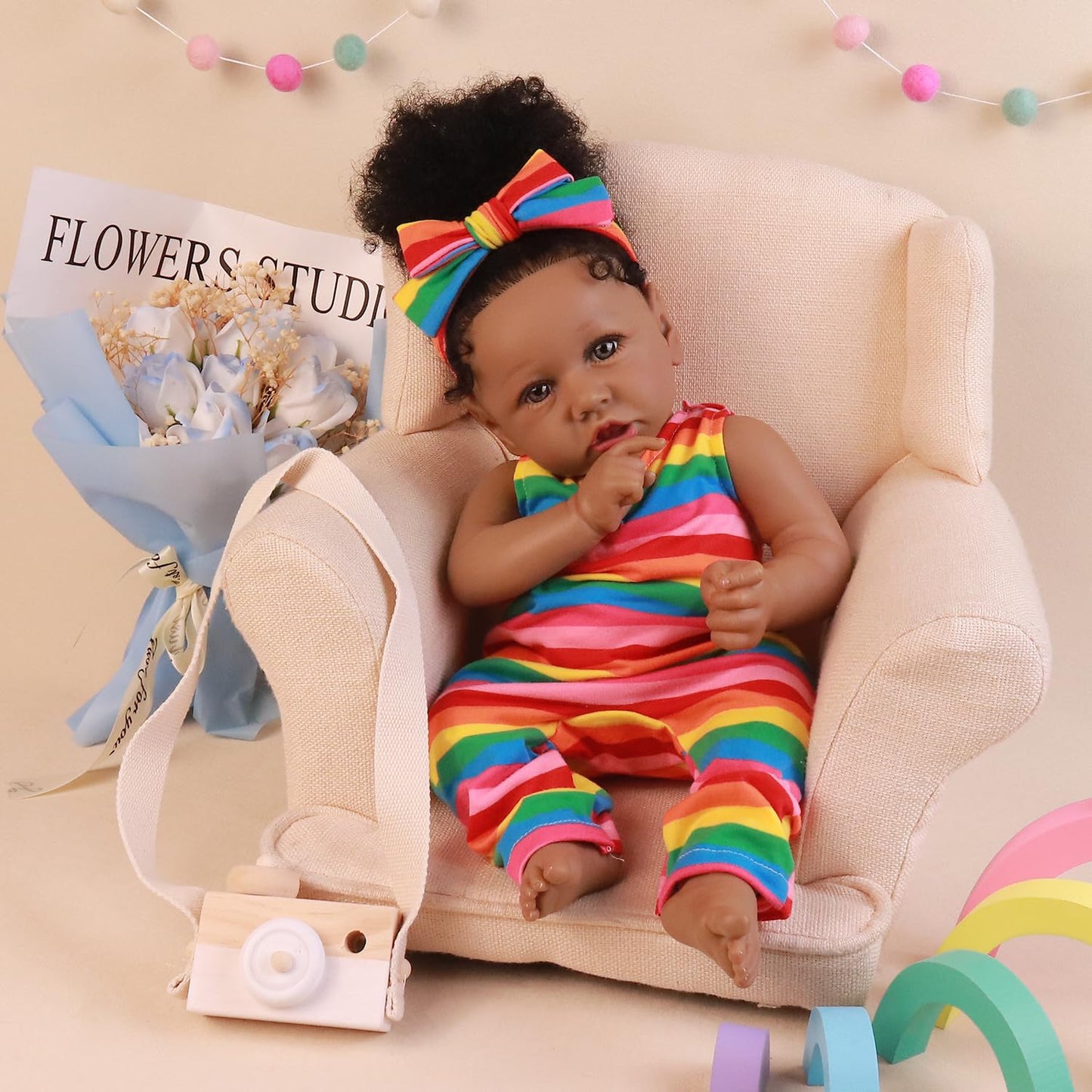 HOOMAI Lifelike Reborn Baby Doll 22.8in – Realistic African American Girl Gift Set